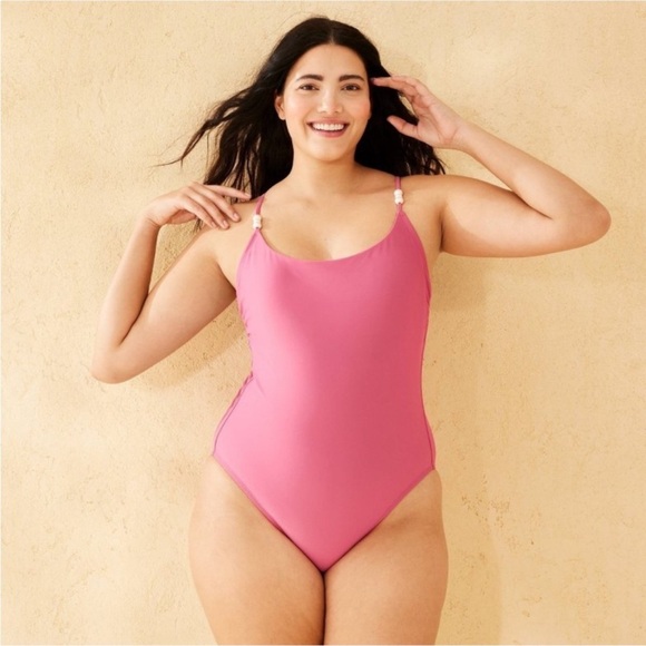 Pearl Bead Scoop Back High Leg Cheeky One Piece Swimsuit - Shade & Shore - Picture 4 of 5